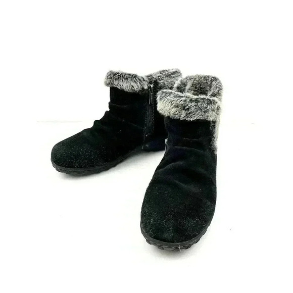 Black Faux Fur Suede Zip Ankle Boots Women’s US Size 7 Khombu - Picture 6 of 10